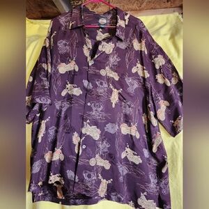 3XL Harley Davidson Burgundy Print Shirt Silk